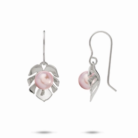 Fashion Edge Party Detail Pick A Pearl Monstera Earrings in White Gold - 15mm