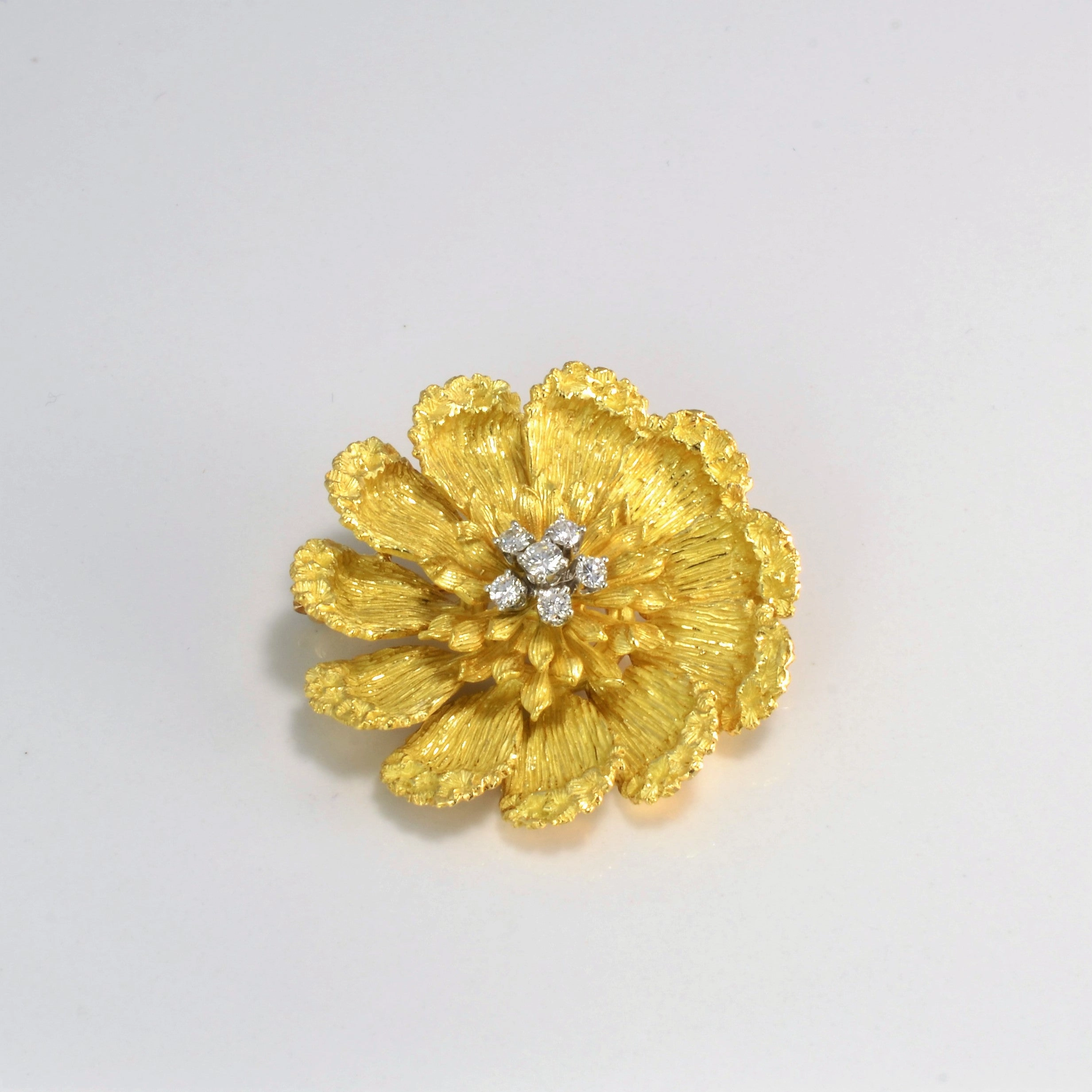 Minimal accessory Night Feature Intricate Diamond Flower Brooch | 0.26ctw |
