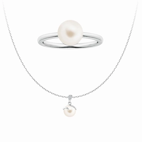 8mm Freshwater Cultured Pearl Pendant & Ring Set Exclusive Jewelry