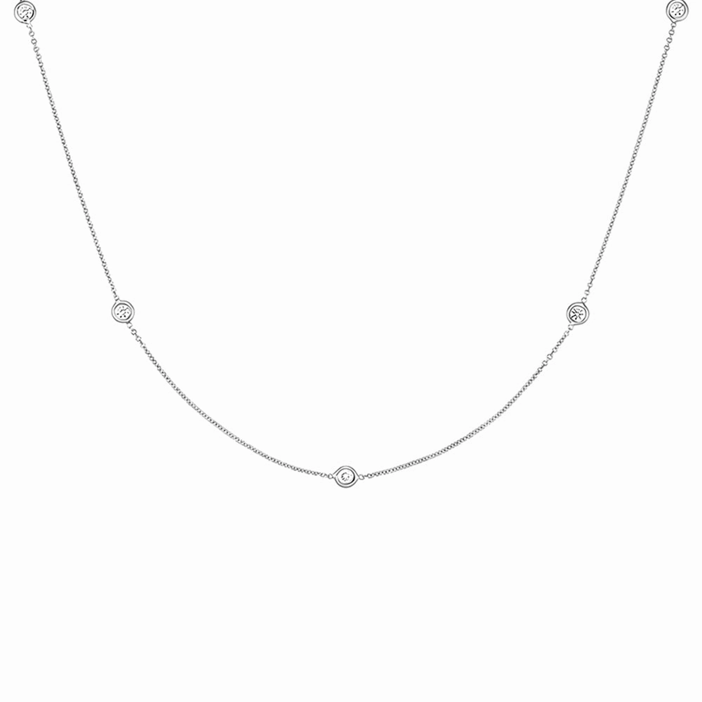 Bezel Set Delicate Beaded Chain Necklace Modern Detailing Elegant Layer
