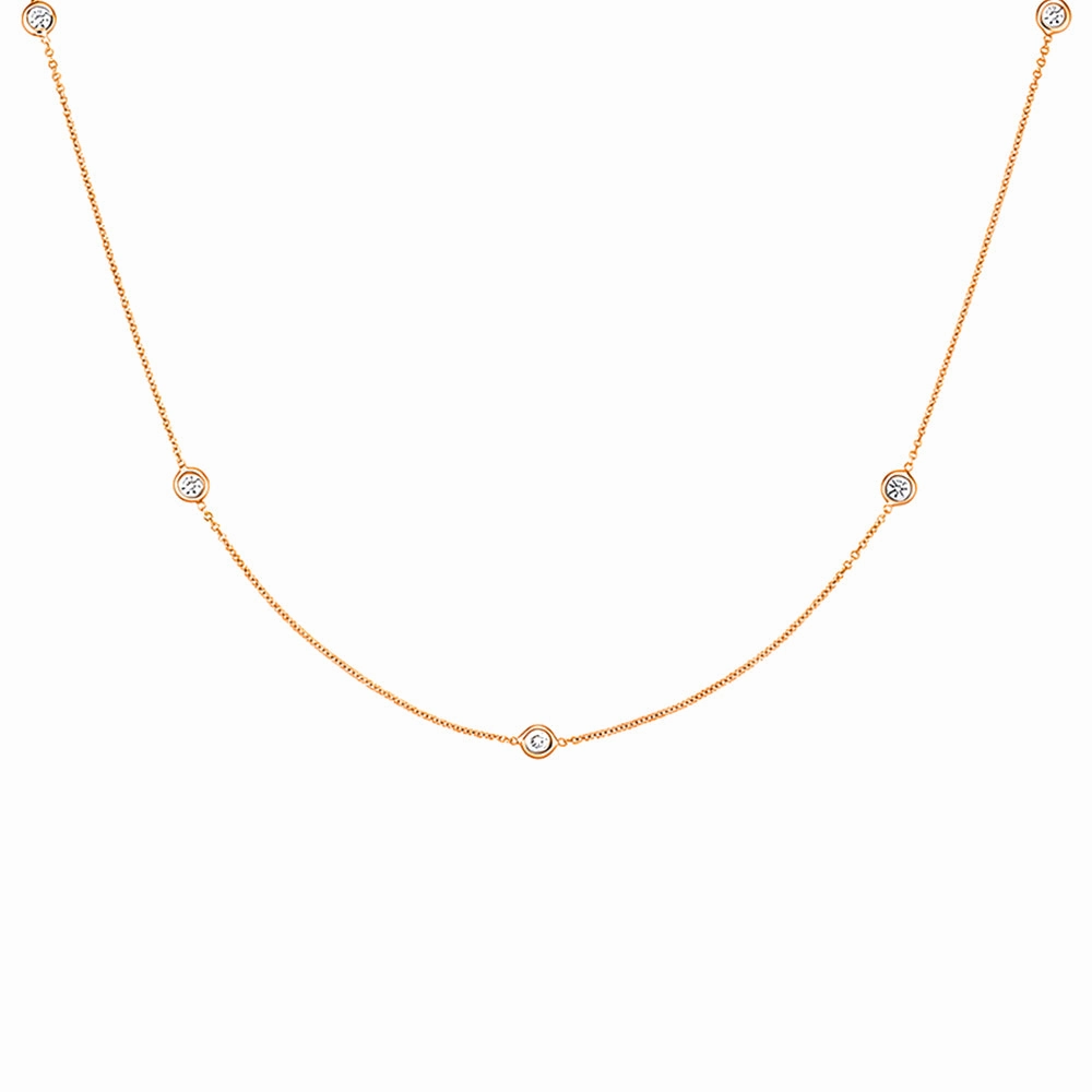 Dazzling Accent Radiant Highlight Bezel Set Delicate Beaded Chain Necklace