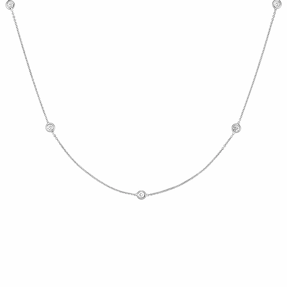 Bezel Set Delicate Beaded Chain Necklace Sparkling Edge