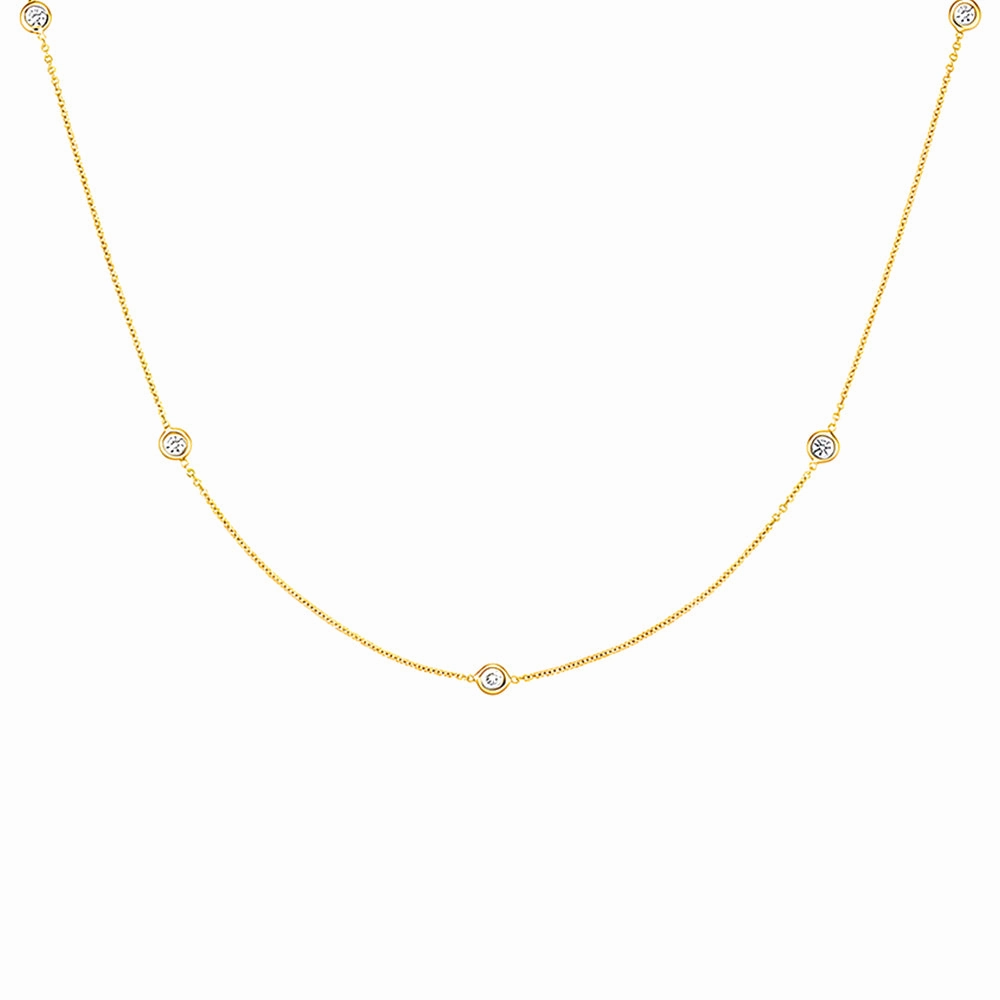 Bezel Set Delicate Beaded Chain Necklace Subtle Sparkle Layered Glow