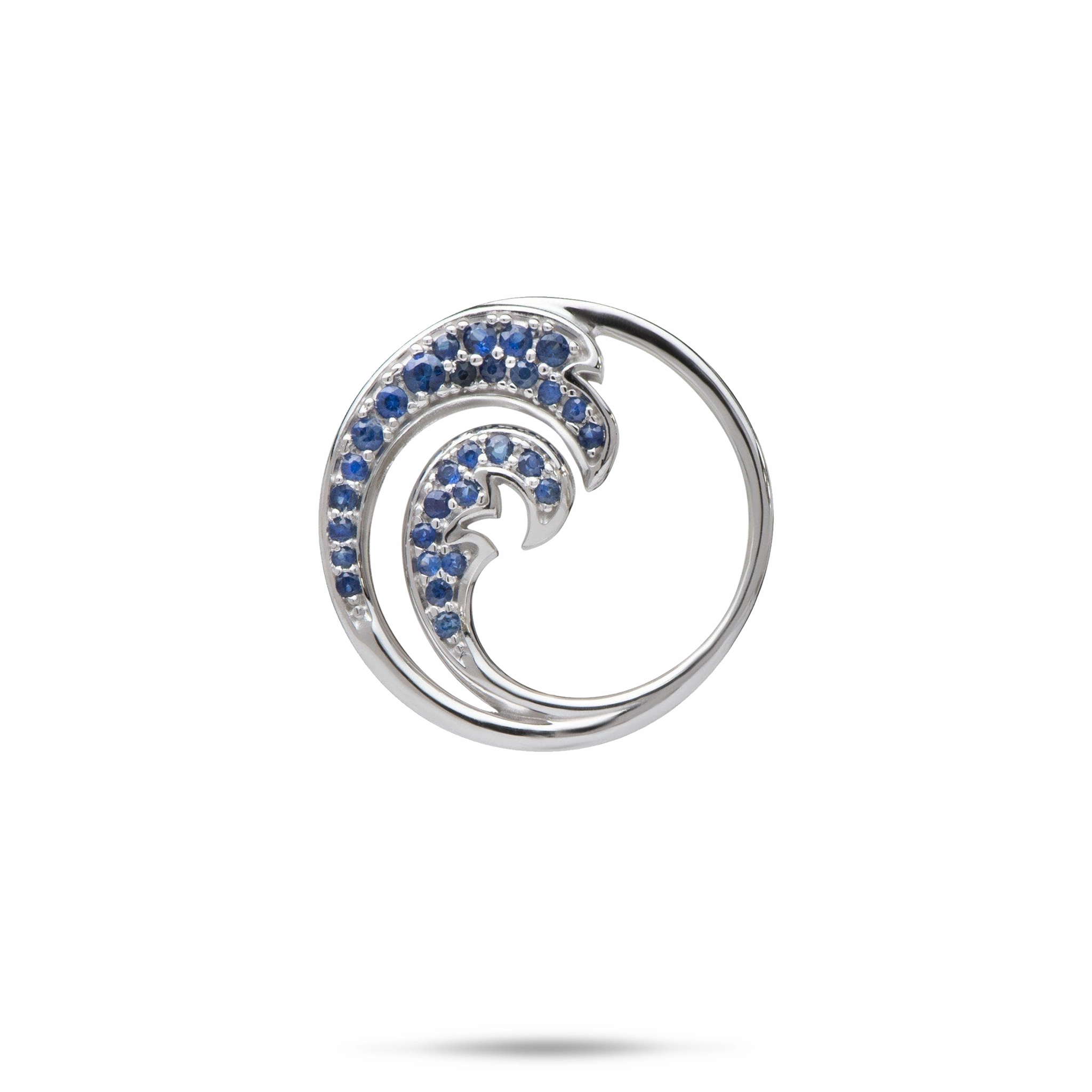 Everyday Chic Romantic Glow Nalu Pendant in White Gold with Blue Sapphires - 22mm