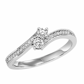 Refined Vibe Twogether 2-Stone Diamond Bypass Ring 1/4 Cttw 14K Gold