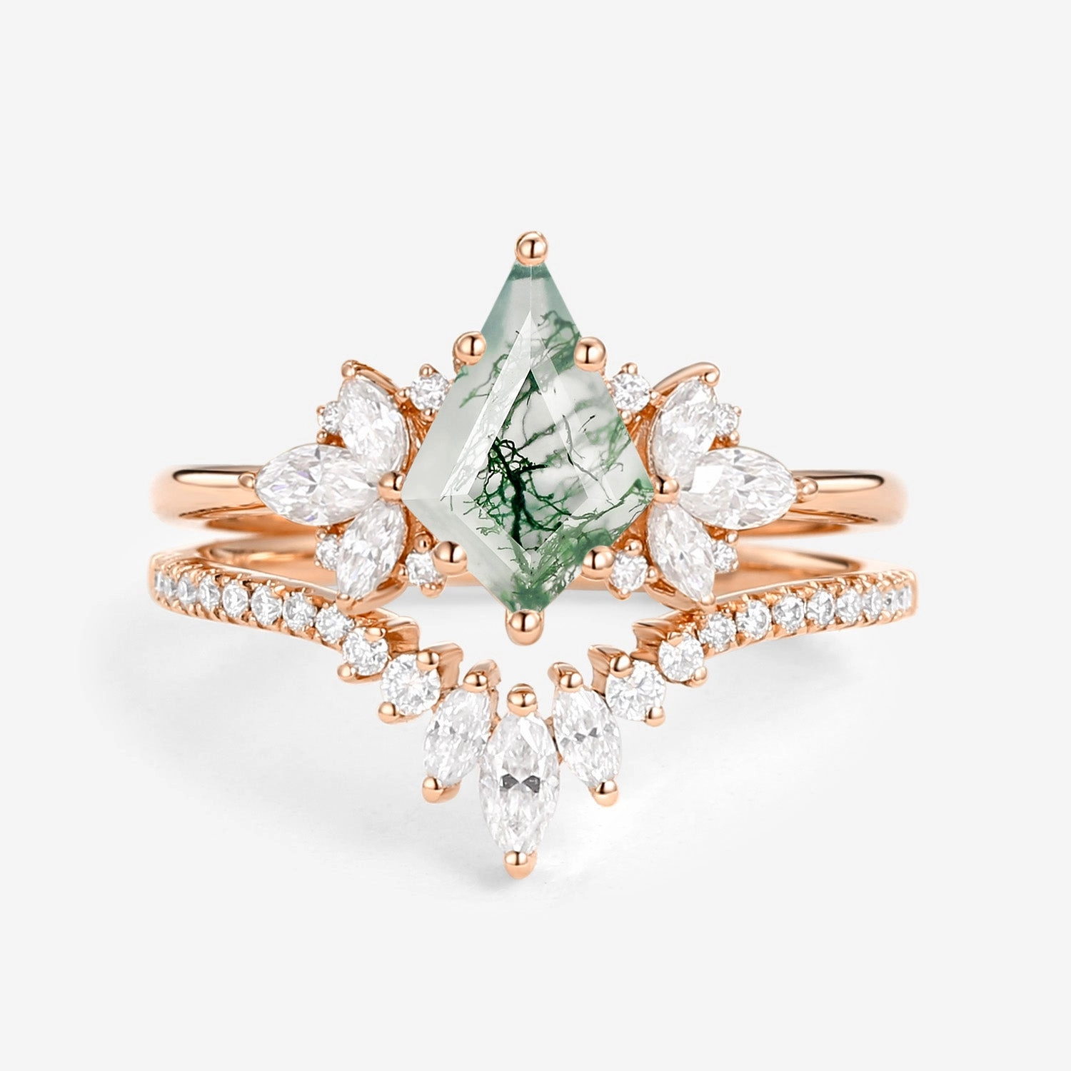 Fairy Ring - Kite Cut Amethyst Butterfly Cluster Ring Set 2pcs Fashion Element