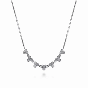 Chic Accessory 14K White Gold Diamond Droplet Link Necklace
