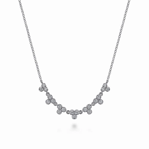 Chic Accessory 14K White Gold Diamond Droplet Link Necklace