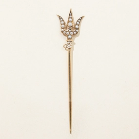 Seed Pearl Trident Stick Pin Premium Accent
