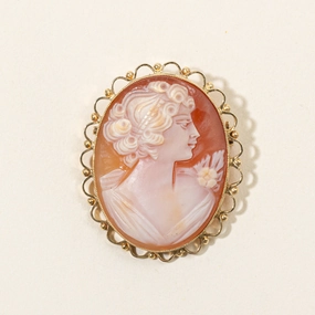 Sea Shell Cameo Modified Brooch & Pendant | 7.50ct | Vivid Sparkle