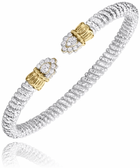 Photo Look 14K Yellow Gold and Sterling Silver Diamond Bangle Bracelet