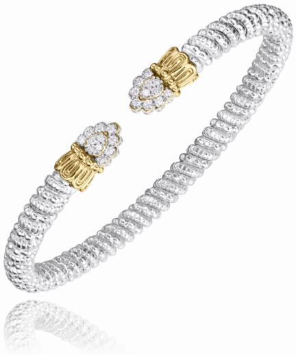 Photo Look 14K Yellow Gold and Sterling Silver Diamond Bangle Bracelet