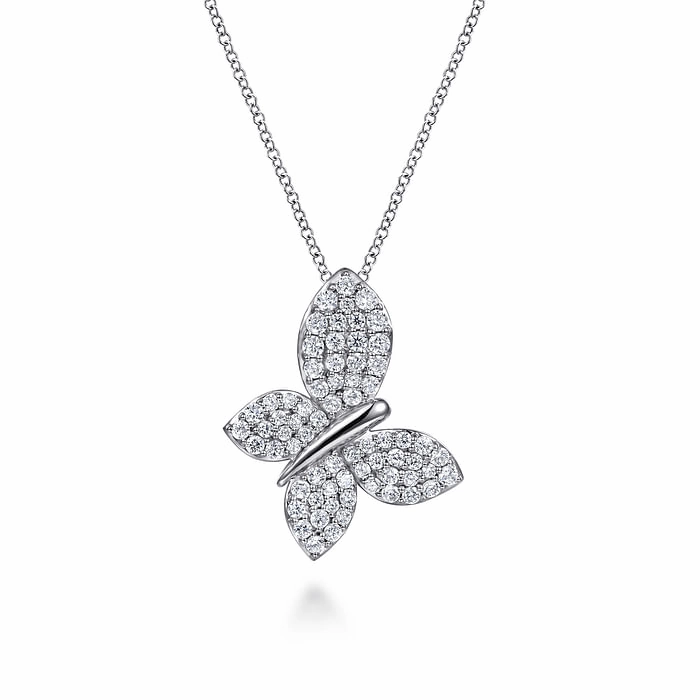 14K White Gold Diamond Butterfly Pendant Necklace Timeless Edge