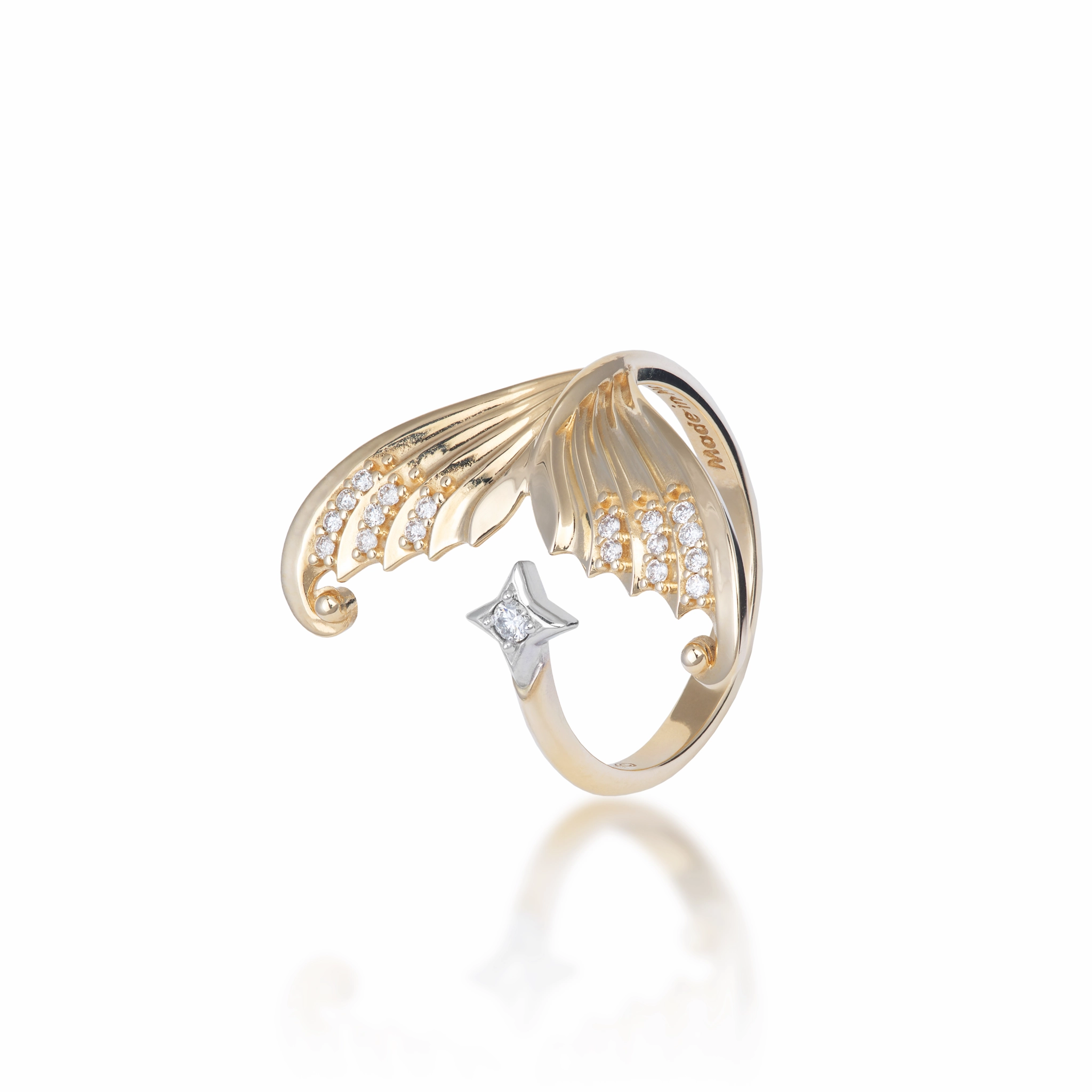 Moon Mermaid Ring in Two Tone Gold with Diamonds Timeless Shine