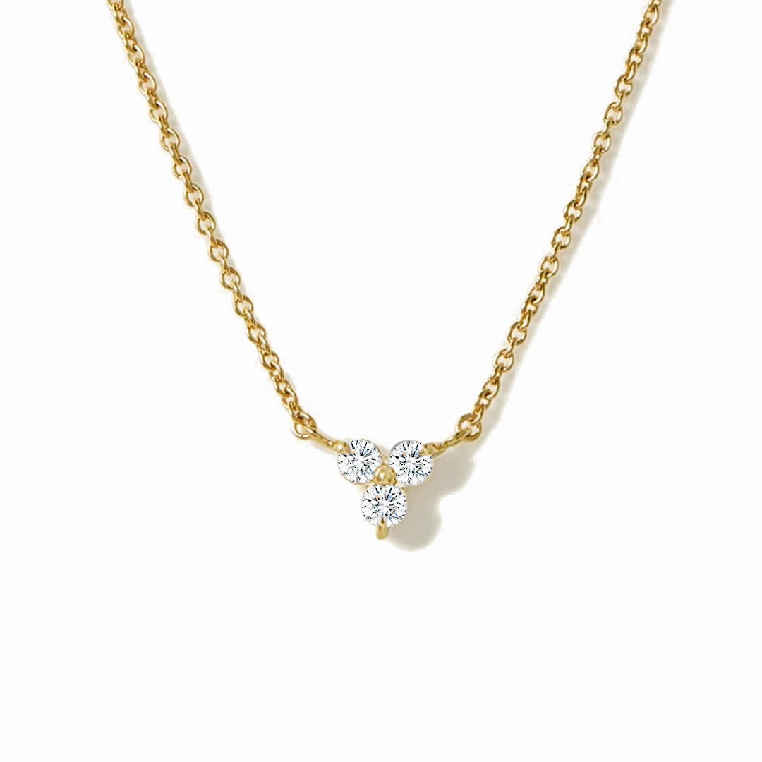 Three Stone Moissanite Pendant Necklace Everyday Appeal Sleek Piece