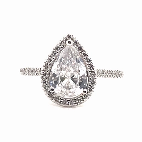 Graceful Appeal Luxury Design 14K White Gold Pear Shaped Diamond Engagement Ring