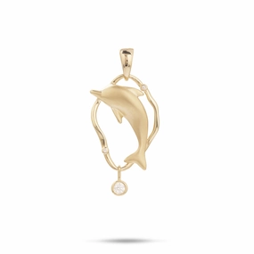 Urban Fit Bubble Dolphin Pendant in Gold with Diamonds - 25mm