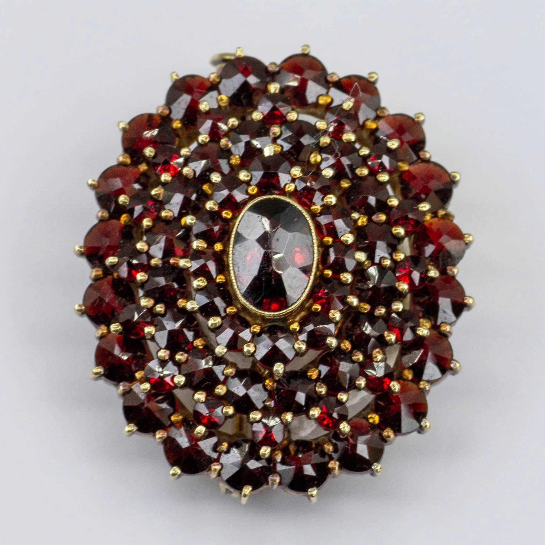 14k Garnet Antique Bohemian Cluster Brooch  | 6.24 ctw  | Daily Accessories Alluring Edge