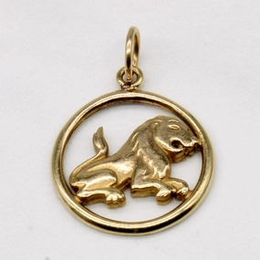 Artisan Craft Shiny Texture 10k Yellow Gold Lion Charm