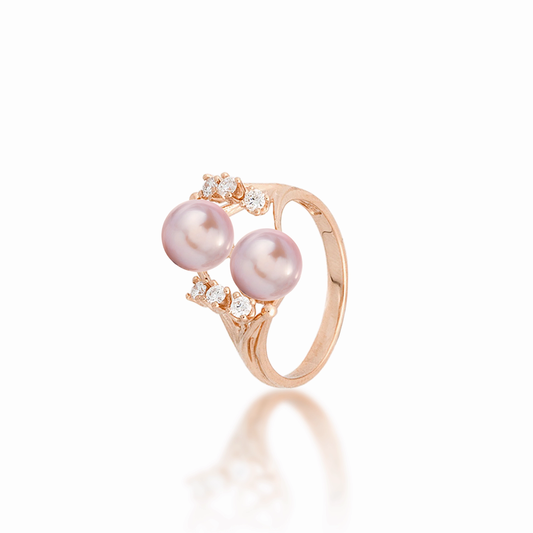 Artful Touch Pick A Pearl 8 Island Ring in Rose Gold with Diamonds