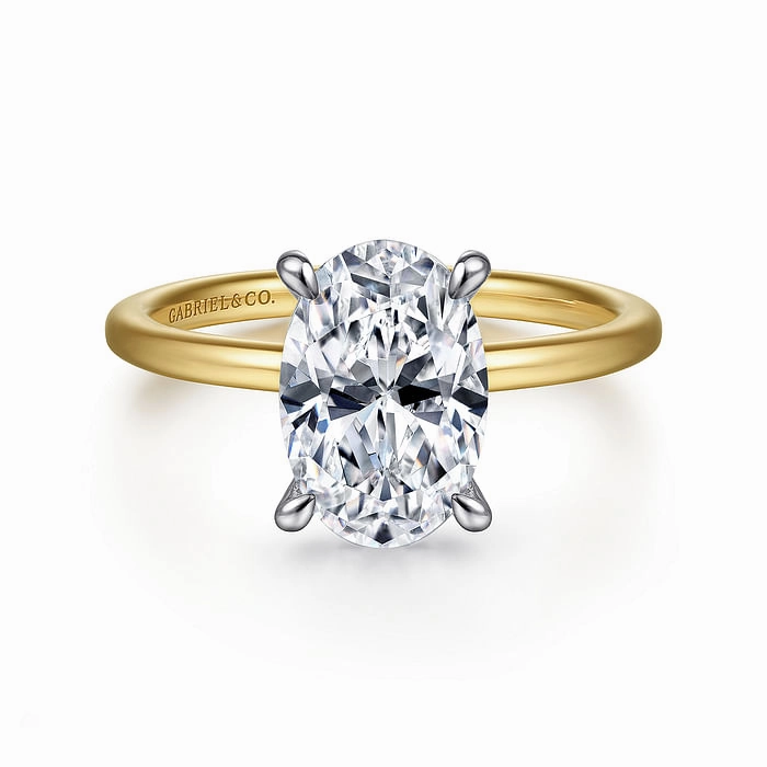 Cari - 14K White-Yellow Gold Hidden Halo Oval Diamond Engagement Ring Timeless Touch Fashion Week