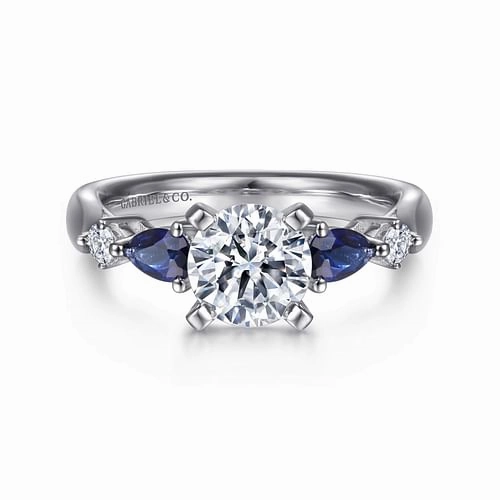 Refined Craft Carrie - 14K White Gold Round Five Stone Sapphire and Diamond Engagement Ring