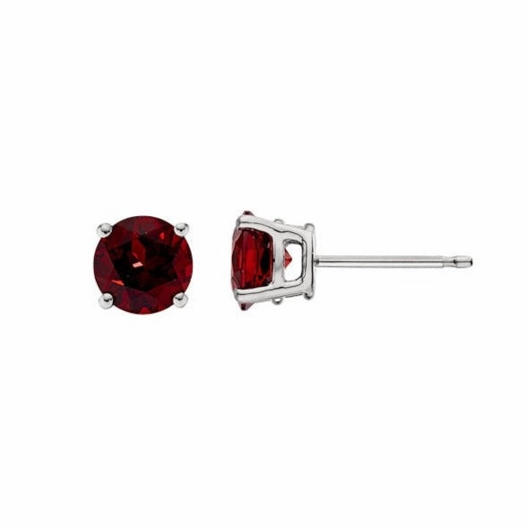 Classic Birthstone Stud Earrings with Garnet Gemstone Subtle Fit Elegant Features