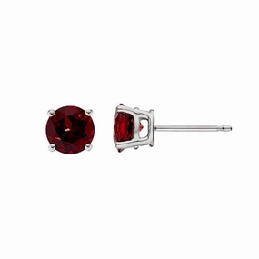 Classic Birthstone Stud Earrings with Garnet Gemstone Subtle Fit Elegant Features