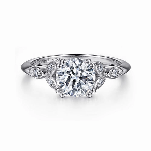 Gleaming Shine Celia - 14K White Gold Round Diamond Engagement Ring