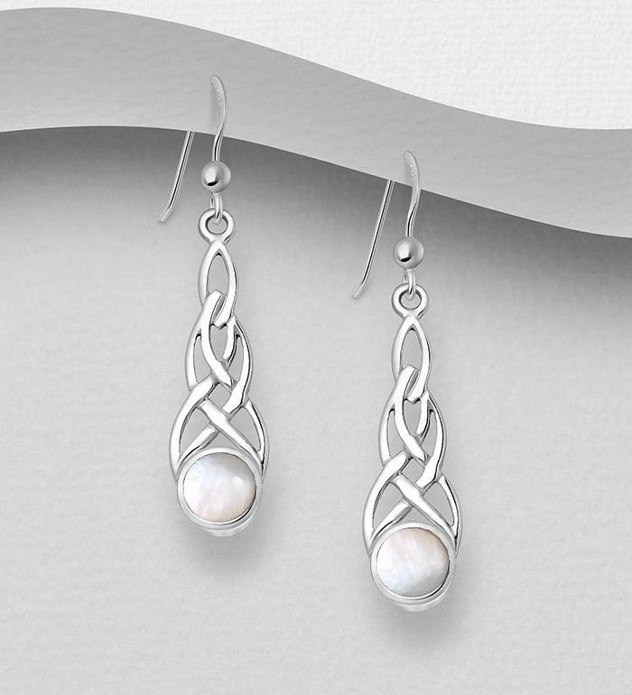 Chic Shine Celtic Knot Sterling Silver Earring with Mother of Pearl