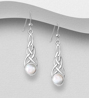 Chic Shine Celtic Knot Sterling Silver Earring with Mother of Pearl