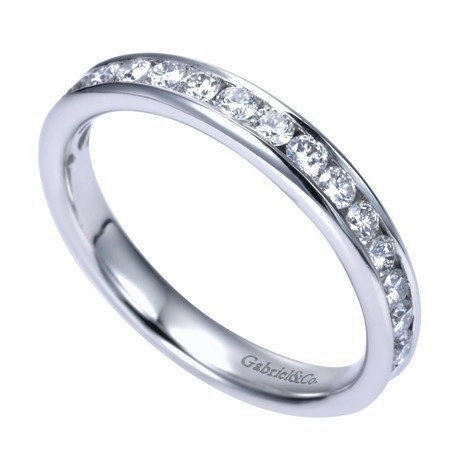 Channel Set Diamond Band  .50 Cttw 14K White Gold Heritage Style