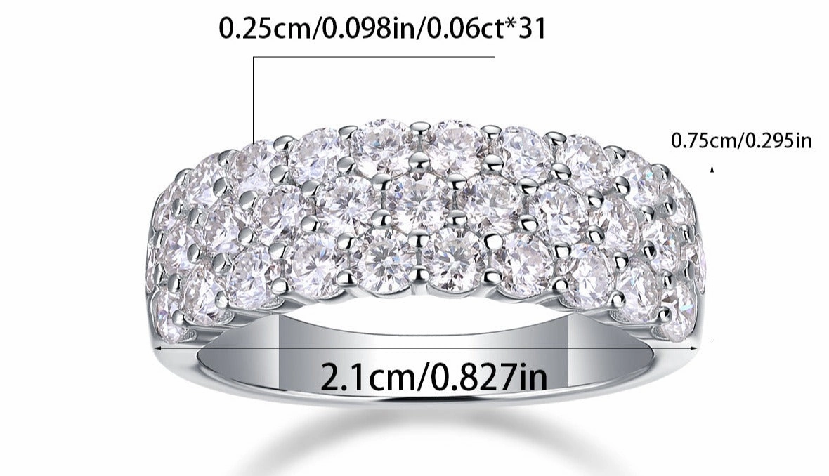 Glam Ready Seasonal accessory 1.86 Carat Luxurious 31 Stone Ring Band | S925 | Moissanite