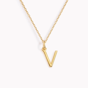 V Necklace / Gold Initial Necklace Formal Fit Handcrafted Craft