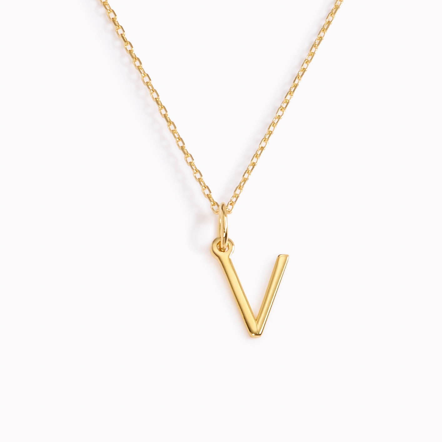 V Necklace / Gold Initial Necklace Formal Fit Handcrafted Craft