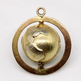 Vintage 10k Yellow Gold Globe Charm Mirror Selfie