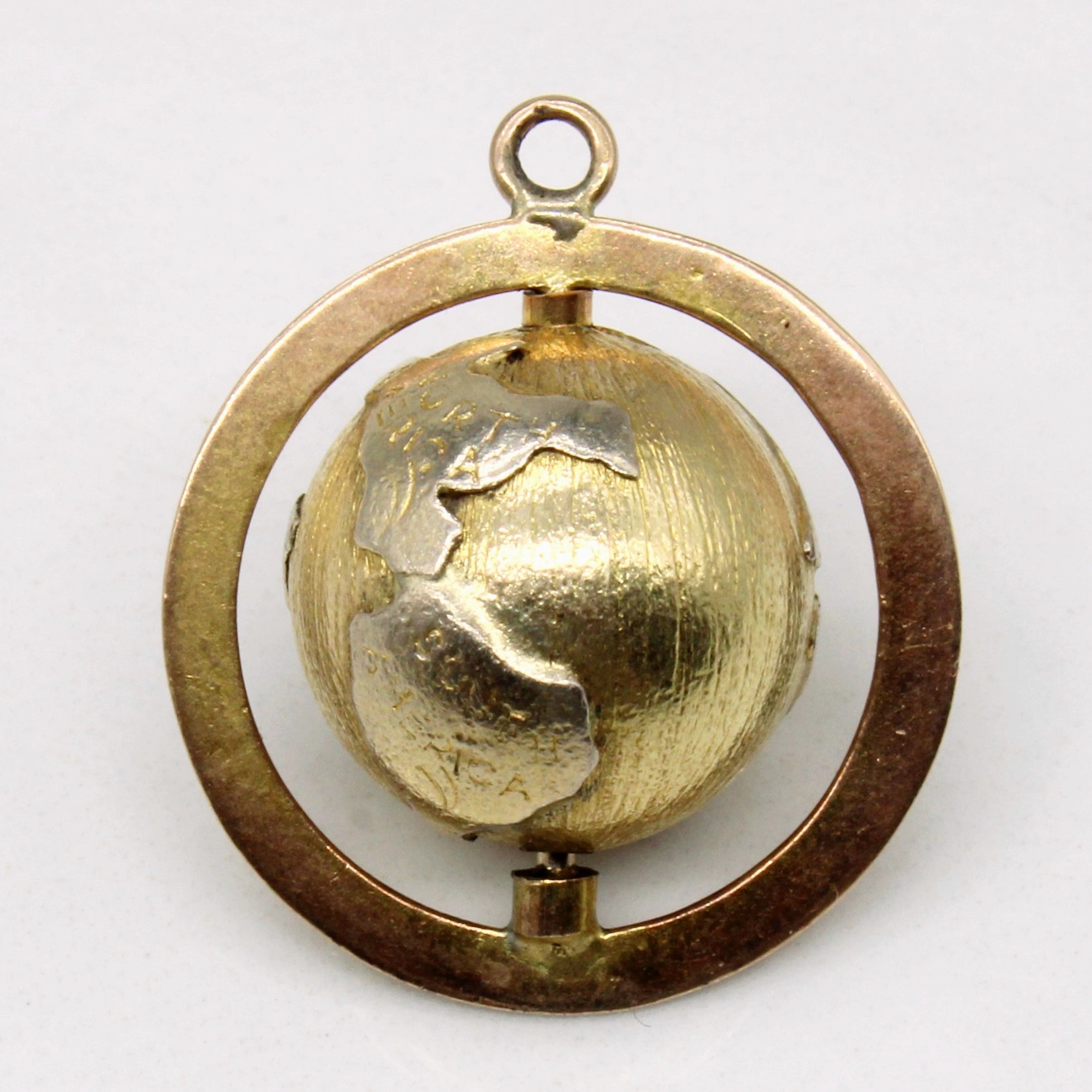 Vintage 10k Yellow Gold Globe Charm Mirror Selfie