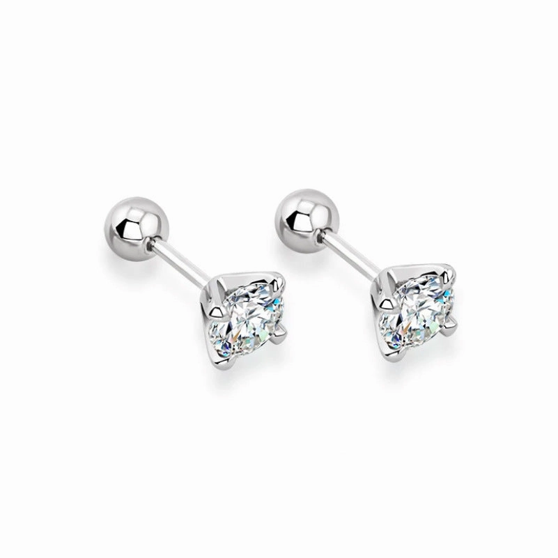 Luxe Shine Up Moissanite 4 Claw Earrings S925