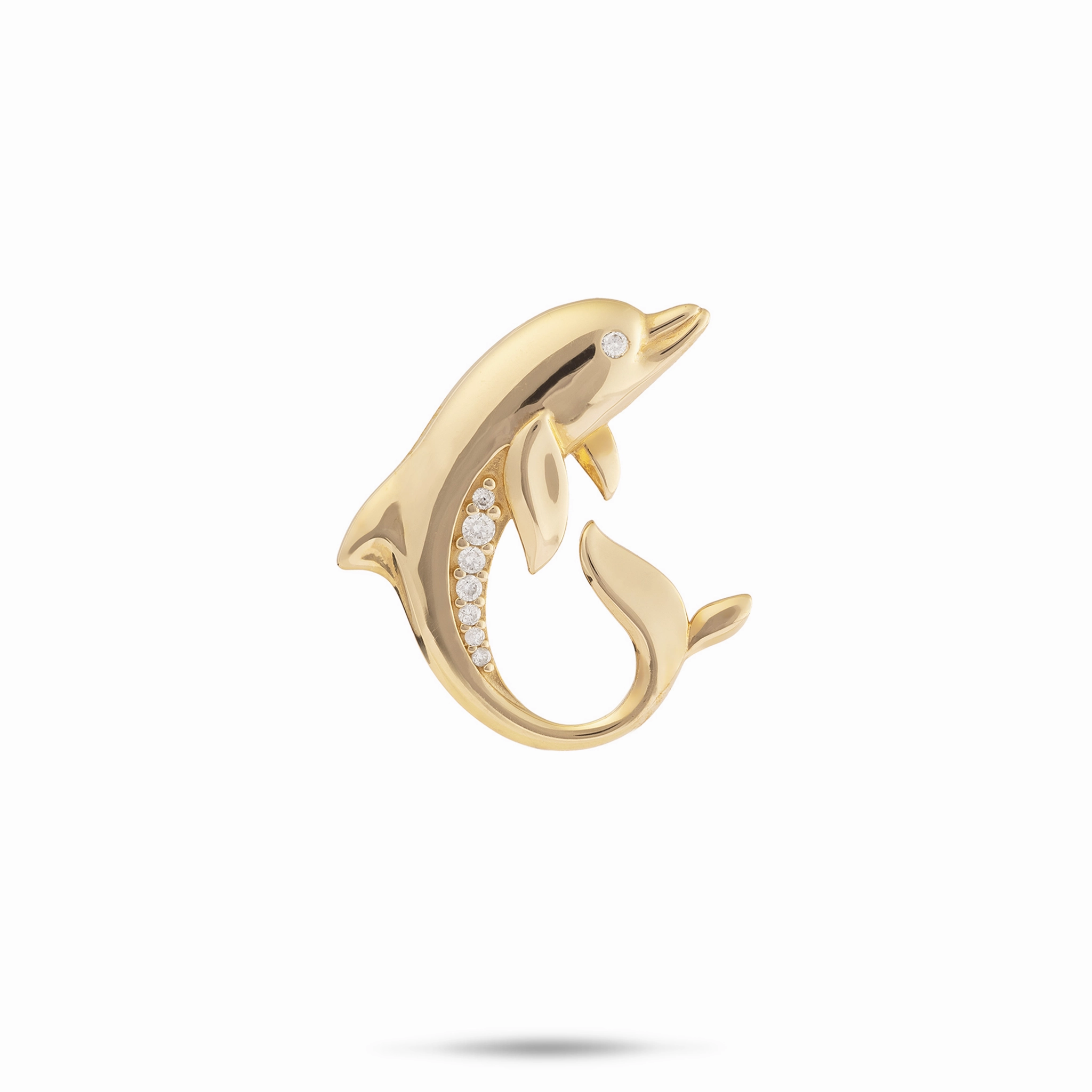 Ocean Dance Dolphin Pendant in Gold with Diamonds - 22mm Chic Evening