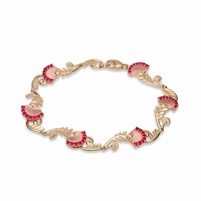 ???hi?a Lehua Ruby Bracelet in Two Tone Gold Exquisite Touch