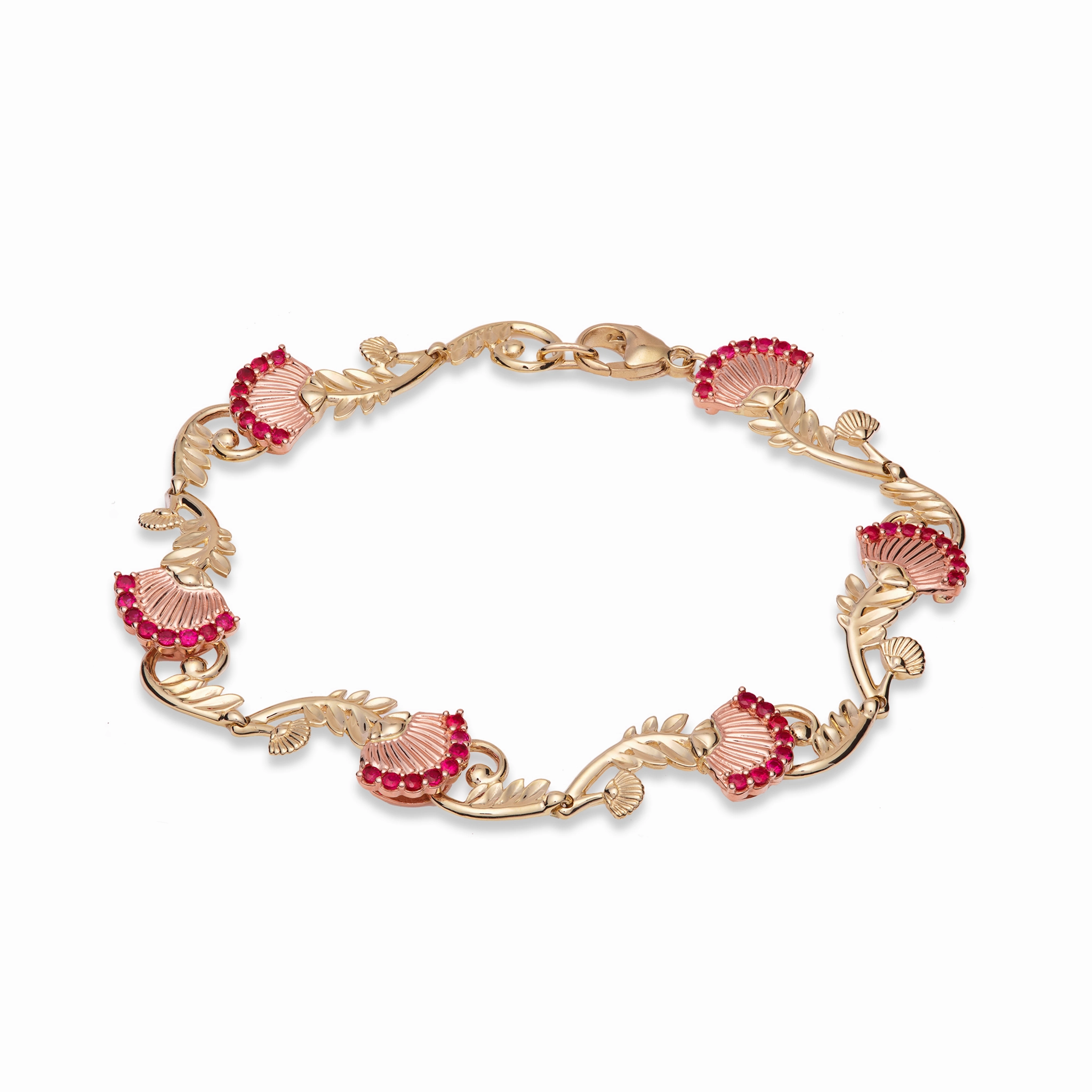 ???hi?a Lehua Ruby Bracelet in Two Tone Gold Exquisite Touch