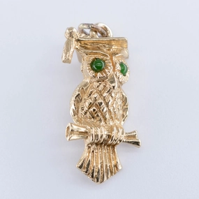 Fashionable Shine All Time 14k Graduation Owl Charm