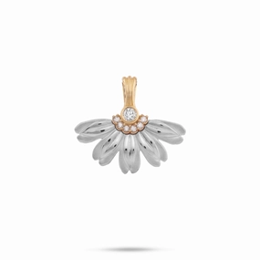 Dazzling Touch Beach Naupaka Pendant in Two Tone Gold with Diamonds - 20mm