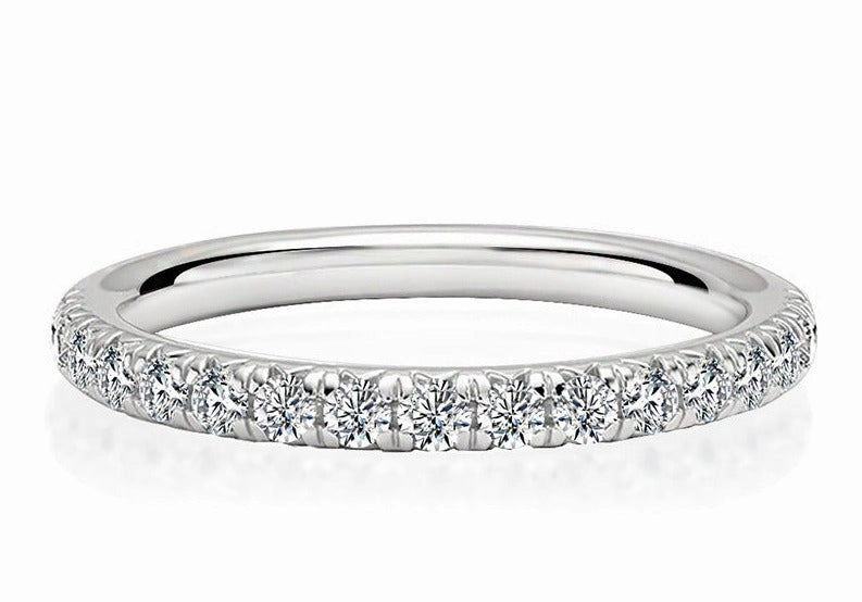 Winter Mood Classic Touch 1 Carat Half Eternity Band Ring Stackable | S925 | Moissanite