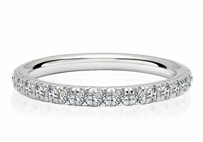 1 Carat Half Eternity Band Ring Stackable | S925 | Moissanite Minimal Style Elegant accessory