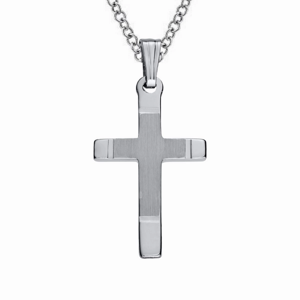 Radiant Glow Sterling Silver Cross with High Polished Ends Necklace
