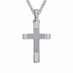 Radiant Glow Sterling Silver Cross with High Polished Ends Necklace