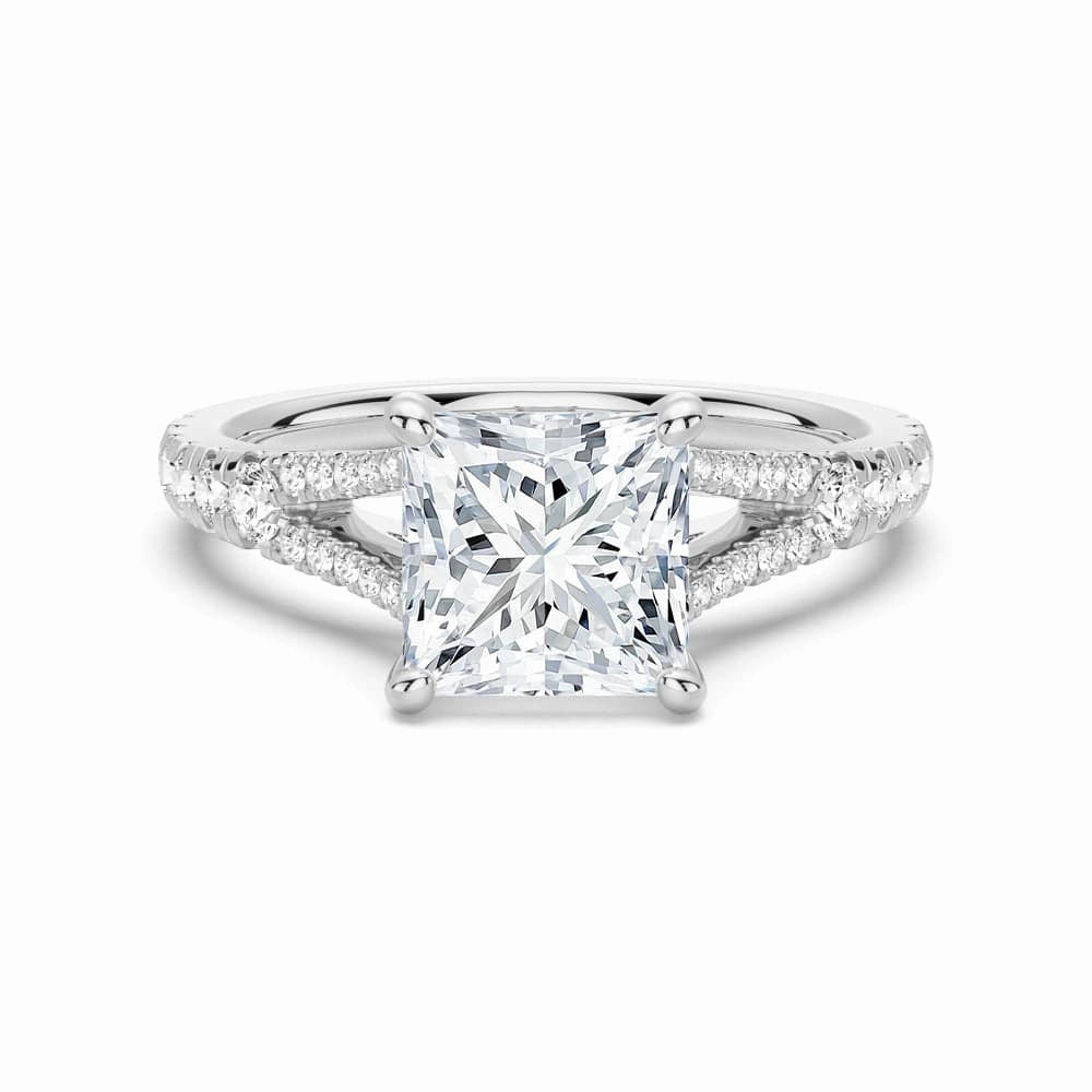 Princess Cut Split Shank Moissanite Engagement Ring Crisp Shine Crisp Sparkle