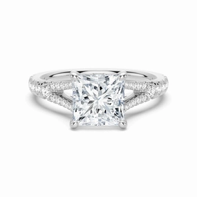 Princess Cut Split Shank Moissanite Engagement Ring Minimal Aesthetic