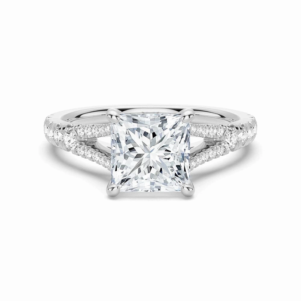 Princess Cut Split Shank Moissanite Engagement Ring Sweet Touch